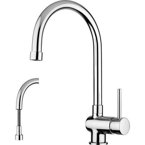 Mitigeur d'évier avec bec pivotant et douche extractible Paffoni Stick SK185CR Chromé (1/6)