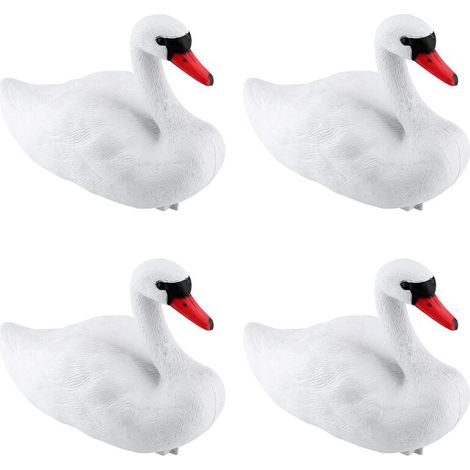 4 señuelos de cisne, cisne de plástico flotante, estatua de cisne blanco decorativa, señuelos para mascotas, señuelos de cisne (1/4)