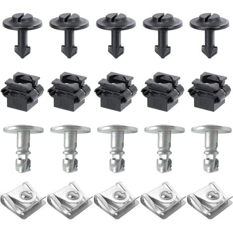 20 clips de sujeción para protección de bajos de coche, remaches de plástico, clips de carrocería, kit de montaje de tornillos para tapa de motor, piezas de coche para Audi A3, A4, A6, A8 TT (1/5)