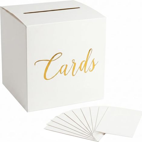 Coffret de cartes de mariage avec 10 cartes de voeux  Coffret de mariage pour argent et cartes  Élégant pour anniversaires, jubilés, fêtes et décoration de soirée  Coffret de collecte sûr (1/5)