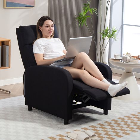 Fauteuil inclinable avec fonction relax, repose-pieds extensible, ressorts ensachés, supporte jusqu'à 150 kg, noir
