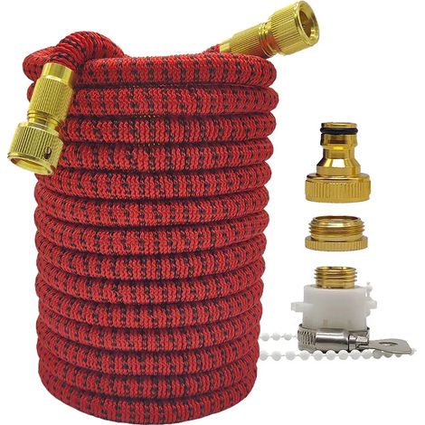 Tuyau d'arrosage haute pression flexible et extensible bicolore (rouge et noir, 22,5 m) pour la maison et le jardin, idéal pour l'irrigation des jardins et des exploitations agricoles, ainsi que pour