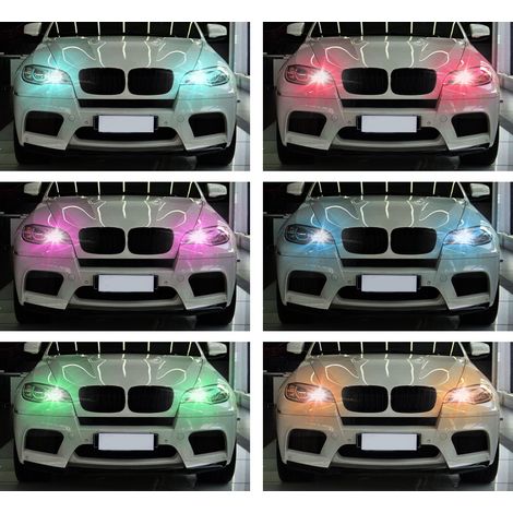 Lot de 4 ampoules LED T10 SMD 5050 RGB multicolores pour voiture avec télécommande (1/5)