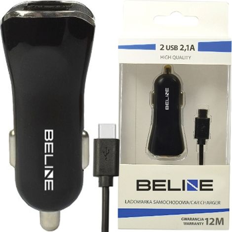 Beline Autoladegerät 2xUSB + USB-C 2,1A schwarz (1/2)