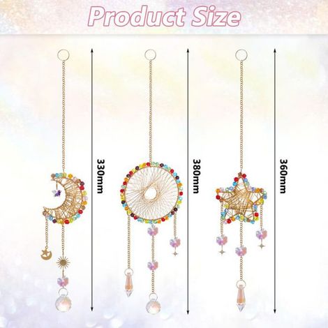 Attrape-soleil - Sonnenfänger - Lot de 3 - Cristal - Multicolore - 12,99 pouces