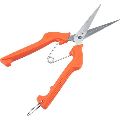 cisaille à fruits allongée en acier inoxydable à manche orange-rouge et à pointe droite (1/5)