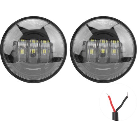 Par de faros antiniebla laterales LED universales para motocicleta, 4,5 pulgadas, 60 W, 6500 K, resistentes al agua, reflector negro. (1/3)