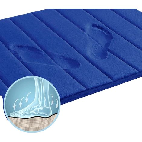 Badematte, saugfähiger Memory-Schaum, rutschfestes Design, A und B und C, Dunkelblau (1/2)