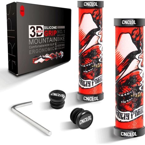 Fahrrad Lenkergriffe MTB Silikon 22mm Rot Doppel Lock-On Rutschfest Stoßdämpfend (1/5)