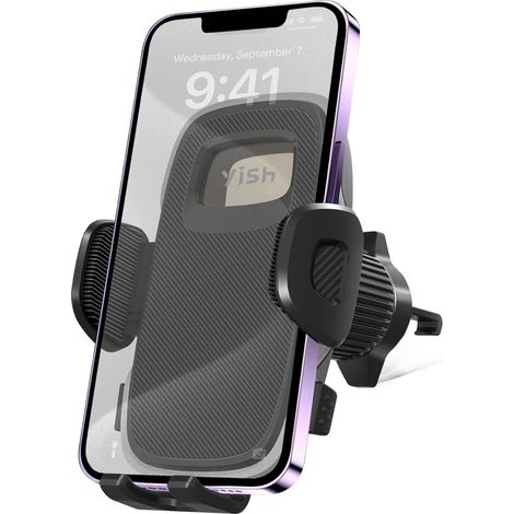 Porte Telephone Voiture Support 360° Rotation [Clip Amélioré] Socles de Téléphone Portable pour Automobile pour iPhone, Samsung, Google, Sony (1/5)
