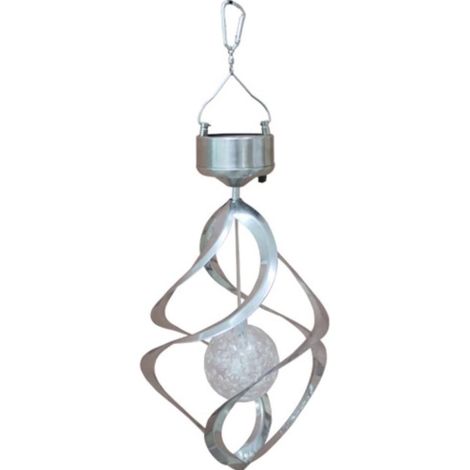 Carillon éolien solaire à LED, lumière de jeu éolienne à couleurs changeantes, suspension lumineuse pour décoration extérieure de jardin, cour ou fête (Argent) (1/5)