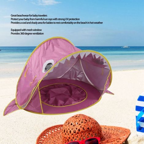 Tente de plage pour bébé Protection UV Stable Anti-vent Portable Tente pop up infantile Parasol de soleil Shelter Rose (1/4)