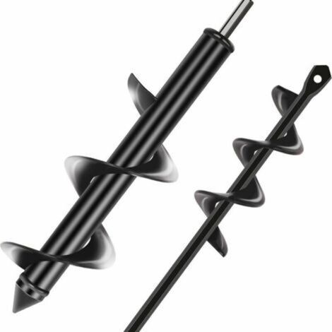 Forets de tarière de jardin de diamètre 80 mm et 40 mm, ensemble de 2 forets en spirale pour une plantation rapide de trous et la mise en place de fleurs, arbres et arbustes. (1/5)