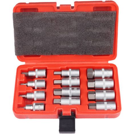 Jeu de 12 Douilles Allen 1/2" - douille 6 pans 1/2 Creux 5-22 mm - Six Pans Extérieurs Avec Mallette en Plastique (1/3)