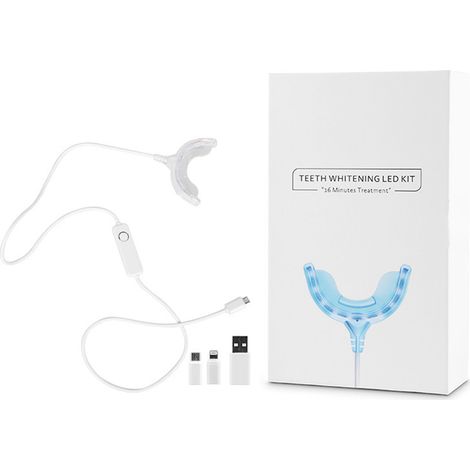 Kit de blanchiment dentaire LED portable, lampe accélératrice douce pour domicile, câble central blanc de commande (1/5)