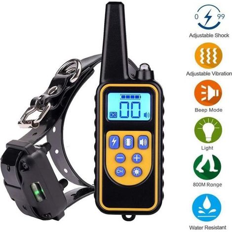 Collier d\'entraînement - Feisui - 800M - 99 Niveaux de Choc et Vibration - Imperméable - Rechargeable USB (1/4)