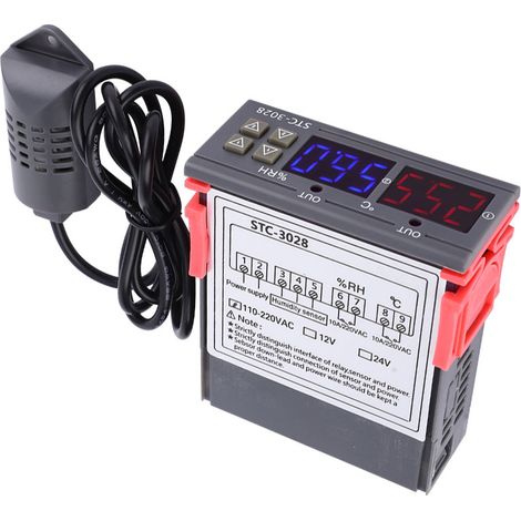 Digitaler Temperatur- und Feuchtigkeitsregler mit integriertem Sensor (110V-220VAC)