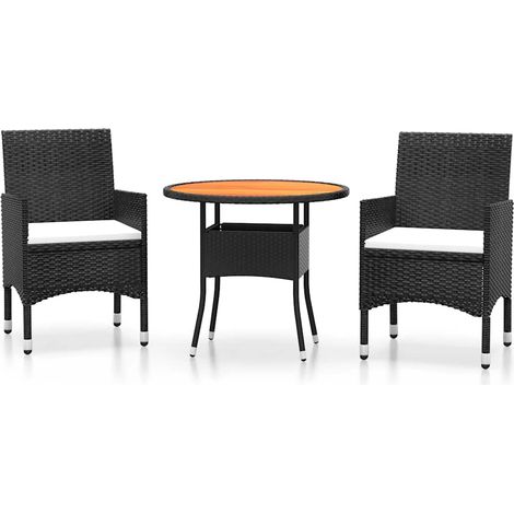 Maison Exclusive - 3dílný zahradní jídelní set polyratan černý (1/5)