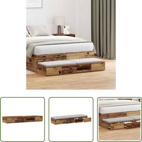 vidaXL Holzschubladen - Bettschubladen Altholz 120 x 36,5 x 16,5 cm Holzwerkstoff (1/5)