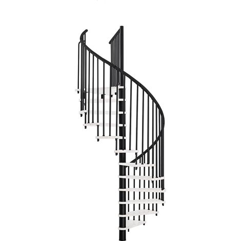 Minka Spindeltreppe Spiral Effect 38 - 305,5cm Geschosshöhe Weiß Schwarz 140cm Durchmesser