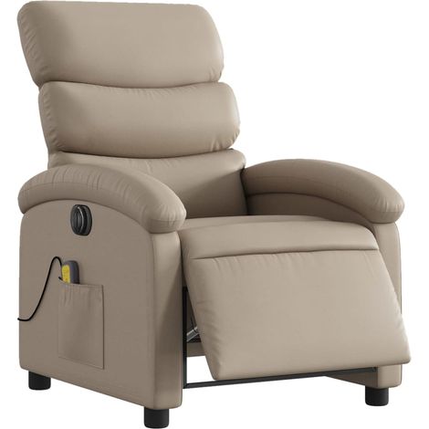 Poltrona relax TV reclinabile elettrica funzione massaggio in PVC cappuccino DEC027133
