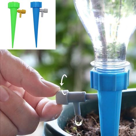 Système d'irrigation goutte à goutte automatique (vert) avec arroseur automatique pour plantes à fleurs, serre et jardin. Dispositif de goutte à goutte automatique réglable. (1/4)