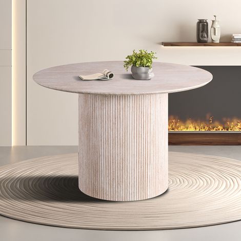 Table ronde 120x120x76cm effet travertin - SOLARIS