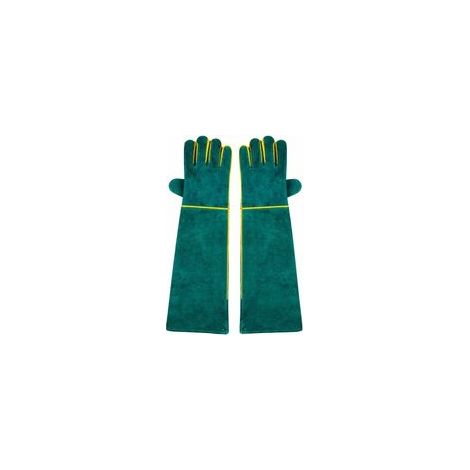 Paire de gants de soudeur longs 58 cm en vachette doublés mousse, rouges, pour MIG, TIG, BBQ, jardinage, cheminée –