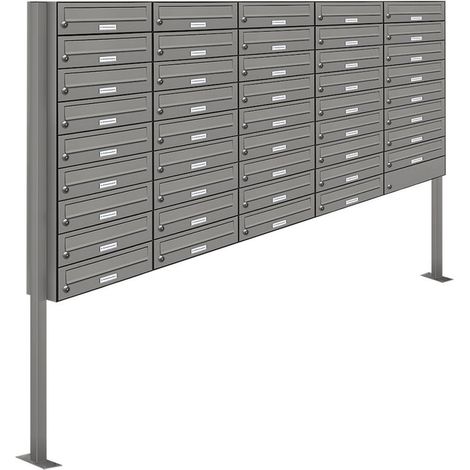 44er Premium Standbriefkasten Aluminiumgrau RAL 9007 freistehend Postkasten Ständer (1/5)