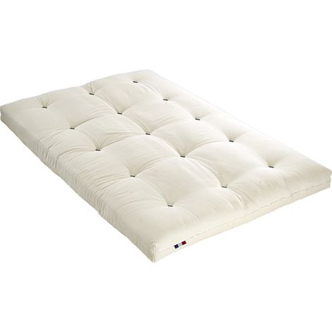 Matelas futon écru latex et fibres confort et fabrication française Couleur Écru 140 x 190 cm