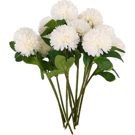 Bouquet de 12 Fleurs Artificielles Chrysanthème Blanc en Plastique, Solide Entretien, Décoration D'intérieur Automnale Élégante (1/5)