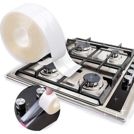 Ruban D'étanchéité étanche et Résistant à la Moisissure Auto-adhésif en PVC Transparent, Joint Ruban D'étanchéité pour Baignoire Salle de Bain Toilettes évier de Cuisine(2PCS) (1/5)