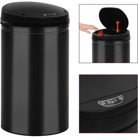 vidaXL Cubo de basura con sensor automático 40L acero al carbono negro (1/5)