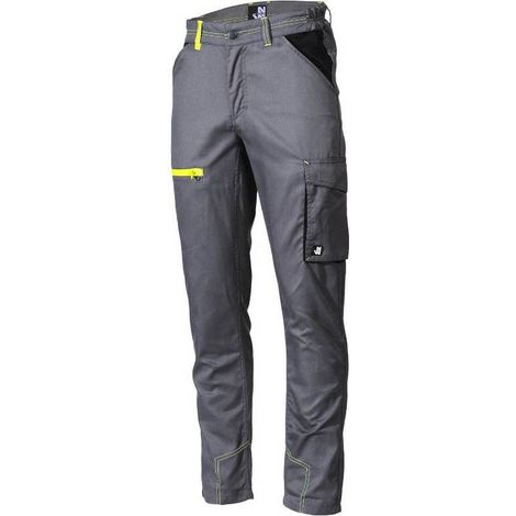 Pantalon de Travail Marlow - Taille M - Gris/Jaune Fluo - Résistant et Confortable - D-Work (1/5)