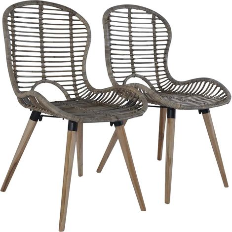 Maison Exclusive - Chaises à manger lot de 4 marron rotin naturel (1/5)