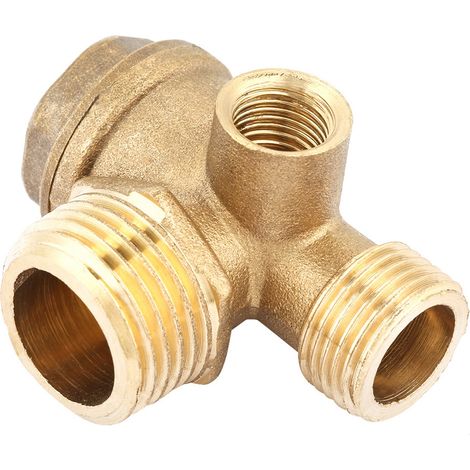 Clapet anti-retour en laiton à 3 voies pour compresseur d'air, raccord de tuyauterie avec filetage mâle (1/5)