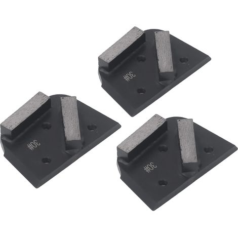 Lot de 3 patins de polissage diamantés grain 30 (2 dents) pour sols en béton et peinture.