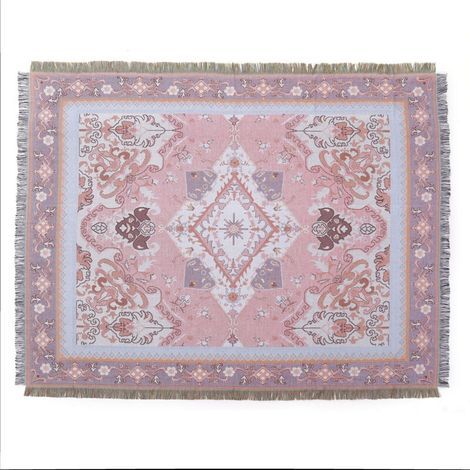 1 Pièce 160x130cm Couverture Plaid Modèle rose Tricotée Décorée avec des Franges Bohême Simple Doux Confortable Protéger Contre Le Froid pour Canapé Sofa Chaise à Repos et Sieste (1/5)