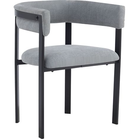 CHICFURN Set de 2 sillas de comedor tapizadas en tela gris con respaldo semicircular en forma de C, asientos cómodos y transpirables para salón, comedor o cafetería (1/5)