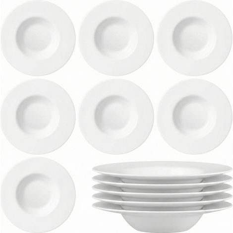 Set 12 Piatti Risotto Gourmet Grangusto 27 cm a cappello di prete Vetro Antiurto bianco piatto del Monaco professionale o domestico tavola elegante hotel ristoranti (1/5)