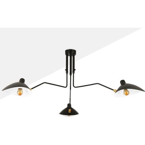 Barcelona Led – Plafonnier Muller 3xE27 noir – Aluminium réglable – Abat-jours rotatifs – Pour éclairage intérieur – 60W max (1/5)