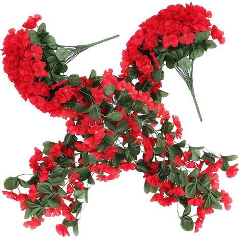 Fleurs Artificielles Suspendues Guirlande Réaliste Lot de 2 en Soie Rouge Fleurs Décoratives Polyvalentes pour Décoration Murale et Mariage (1/5)