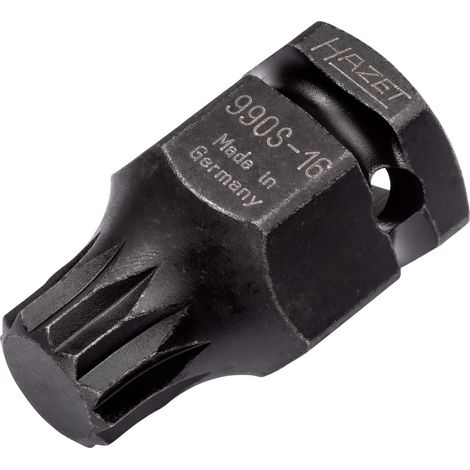 Hazet Schlag-Maschinenschrauber Schraubendreher-Steckschlüsseleinsatz 990S-16, 1/2 (12,5 mm) Vierkant hohl, 24 mm Außen-Sechskant, Innen Vielzahn Pro (1/5)