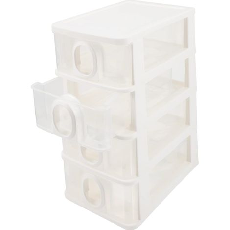 Boîte de Rangement à Tiroirs en Plastique Blanc (1/5)