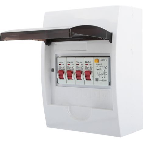 Boîtier de Fusibles 3 Voies 63A 30mA RCD + 3 Disjoncteurs (6A+16A+32A) - Tableau Électrique 230/400V (1/5)