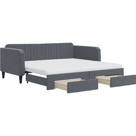 Maison Exclusive - Divano Letto Estraibile Cassetti Grigio Scuro 90x190cm Velluto