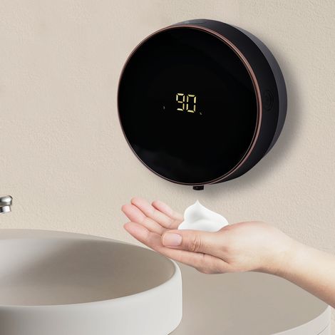 Distributeur Savon Automatique Mural, 300ml Distributeur Liquide Vaisselle sans Percage avec 3 Niveaux Réglable, Distributeur Savon pour Salle de Bain, Cuisine et Bureau (Blanc)) (1/5)
