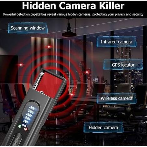 comeder Spionagemikrofon-Detektor, Spionagekamera-Frequenzdetektor, HF-Signaldetektor für GPS-Tracker, Abhörgeräte, drahtlose Kameras für Hotel, Zuhause, Büro, Reisen (1/3)