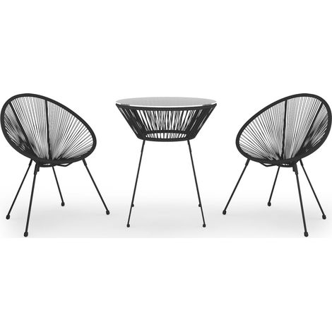Maison Exclusive - 3-tlg. Garten-Essgruppe Schwarz