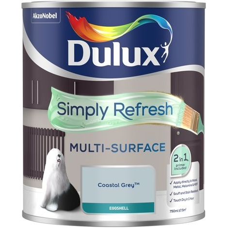 Dulux Simply Refresh Multi-Surface Eggshell Paint - Coastal Grey - 750ml